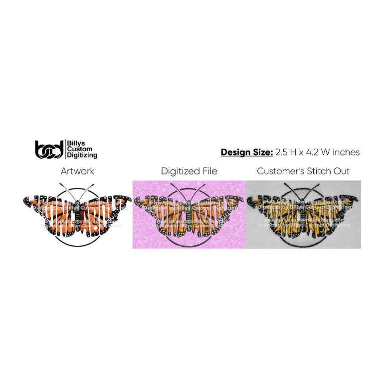 Artwork in digitized and stitch form