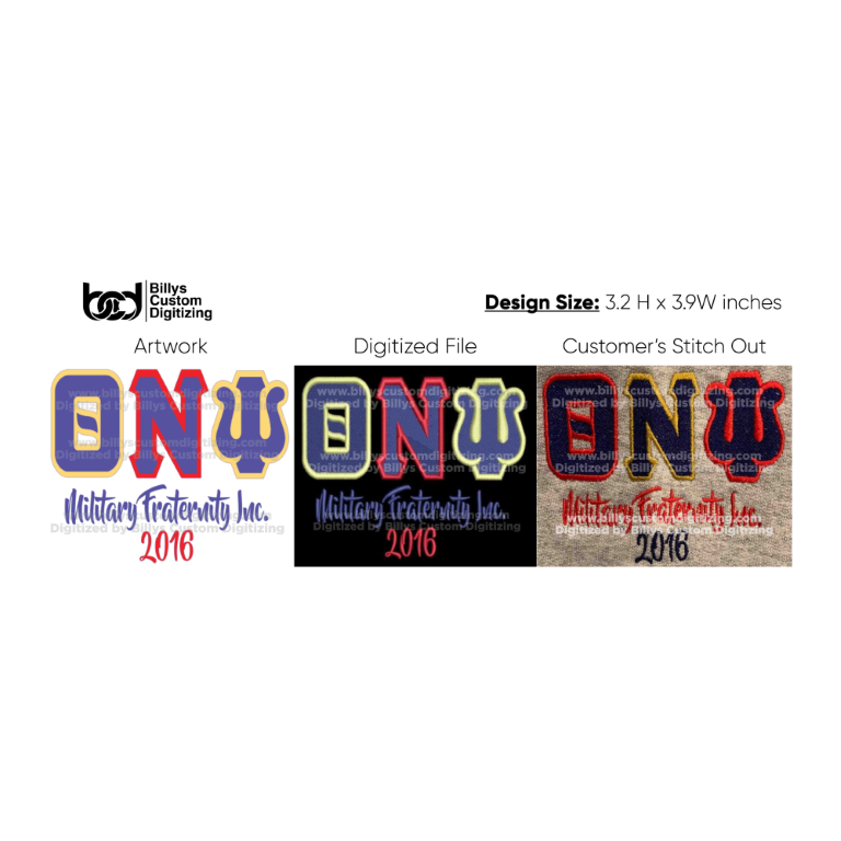 Artwork in digitized and stitch form